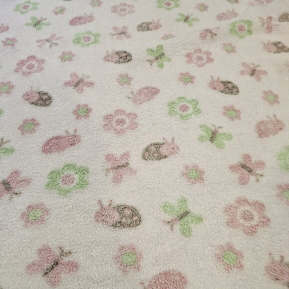 Baby Gear Light Pink Baby Blanket Butterfly Flower Ladybug Pastel Well Loved - Picture 4 of 10